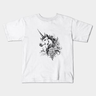 Unicorn Fantasy Wild Animal Illustration Art Tattoo Kids T-Shirt